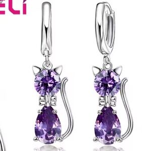 925 silver Purple Silver Drop Earrings